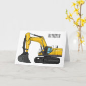 クローラー掘削機の漫画イラストレーション カード (黄色い花)