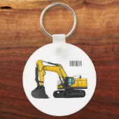 クローラー掘削機の漫画イラストレーション キーホルダー (正面)