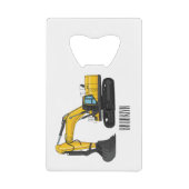 クローラー掘削機の漫画イラストレーション クレジットカード栓抜き (正面)