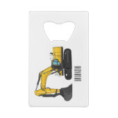 クローラー掘削機の漫画イラストレーション クレジットカード栓抜き (裏面)