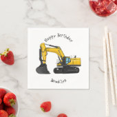 クローラー掘削機の漫画イラストレーション スタンダードカクテルナプキン (インサイチュ)