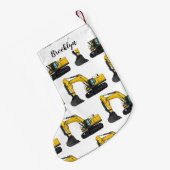 クローラー掘削機の漫画イラストレーション スモールクリスマスストッキング (裏面 (吊り時))
