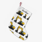 クローラー掘削機の漫画イラストレーション スモールクリスマスストッキング (正面 (吊り時))