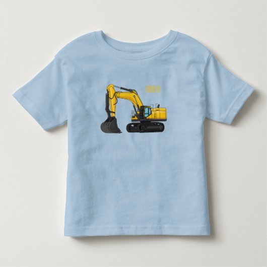 クローラー掘削機の漫画イラストレーション トドラーTシャツ (正面)