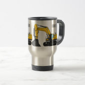 クローラー掘削機の漫画イラストレーション トラベルマグ (正面右)