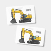 クローラー掘削機の漫画イラストレーション バッジ (Front & Back)