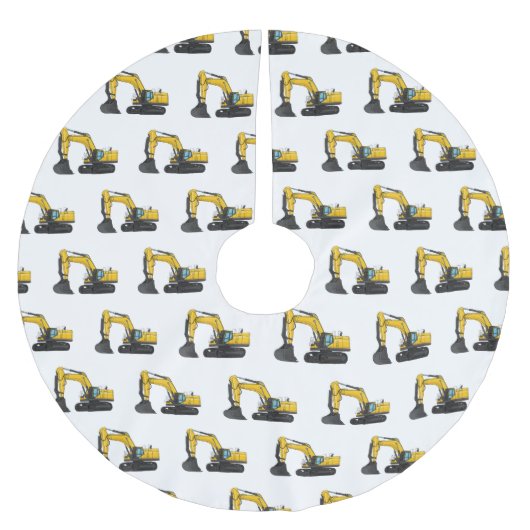 クローラー掘削機の漫画イラストレーション ブラッシュドポリエステルツリースカート (正面)