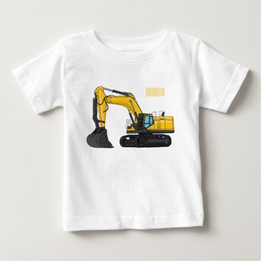 クローラー掘削機の漫画イラストレーション ベビーTシャツ (正面)
