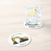 クローラー掘削機の漫画イラストレーション ラウンドペーパーコースター (インサイチュ)