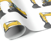 クローラー掘削機の漫画イラストレーション ラッピングペーパー (ロールコーナー)