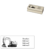 クローラー掘削機の漫画イラストレーション ラバースタンプ (押印)