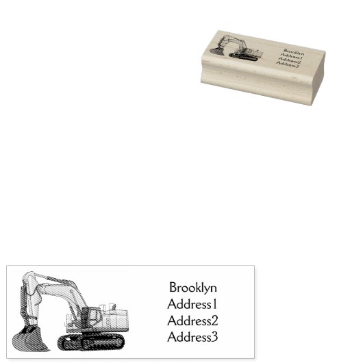 クローラー掘削機の漫画イラストレーション ラバースタンプ (押印)