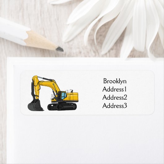 クローラー掘削機の漫画イラストレーション ラベル (インサイチュ)