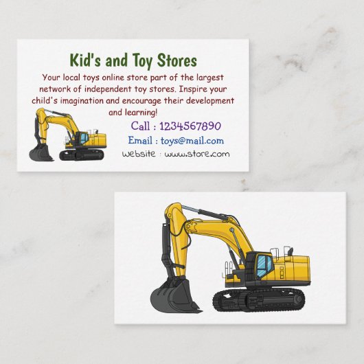 クローラー掘削機の漫画イラストレーション 名刺 (正面/裏面)