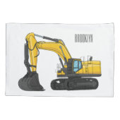 クローラー掘削機の漫画イラストレーション 枕カバー (裏面)