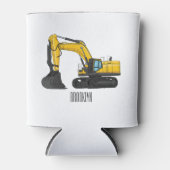 クローラー掘削機の漫画イラストレーション 缶クーラー (正面)