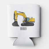 クローラー掘削機の漫画イラストレーション 缶クーラー (裏面)