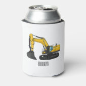 クローラー掘削機の漫画イラストレーション 缶クーラー (缶裏面)