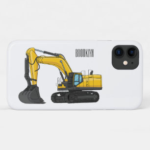 クローラー掘削機の漫画イラストレーション iPhone 11 ケース