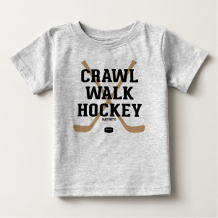 クロールウォークホッケーキュートおもしろい乳児ベビー ベビーTシャツ