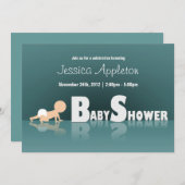 クロールベビー反射ベビーシャワー招待状 招待状 (正面/裏面)