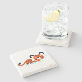 クロール石コースターの上の可愛い漫画の虎 ストーンコースター