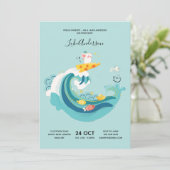 クロール、ウォーク、サーフウェーブラット/マウス〔占星術の〕十二宮図ベビー 招待状 (スタンド正面)