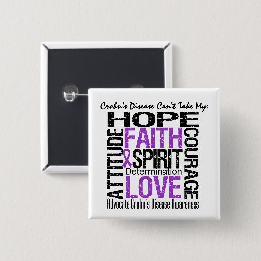 クローン病は希望のコラージュを取れない 缶バッジ (正面&裏面)