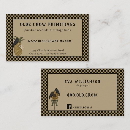 クロー初期のカントリーの木工芸品の名刺 名刺 (正面/裏面)