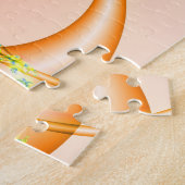 クロー |オレンジと黄色のフラクタルアート ジグソーパズル (側面)