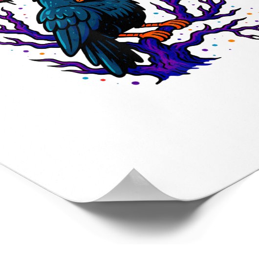 クロ、F-Caw-F 面白い鳥 ムーン ゴシック 大人ユーモア M ポスター (角)