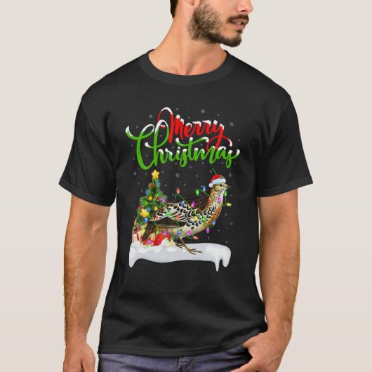 クワおもしろいイルバードラバークリスマス照明クワイルクリステム Tシャツ (正面)