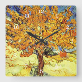 クワの木ビンセント·ヴァン·ゴッホ。ヴィンテージ芸術 スクエア壁時計