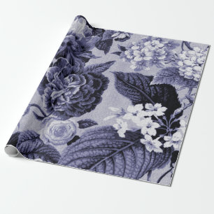 クワの青い紫色のヴィンテージ植物の花のToile ラッピングペーパー