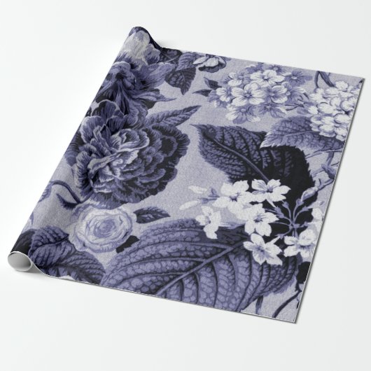 クワの青い紫色のヴィンテージ植物の花のToile ラッピングペーパー (アンロールド)
