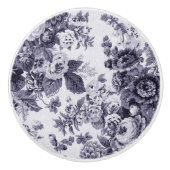 クワの青い紫色のヴィンテージ花のToile No.3 セラミックノブ (正面)