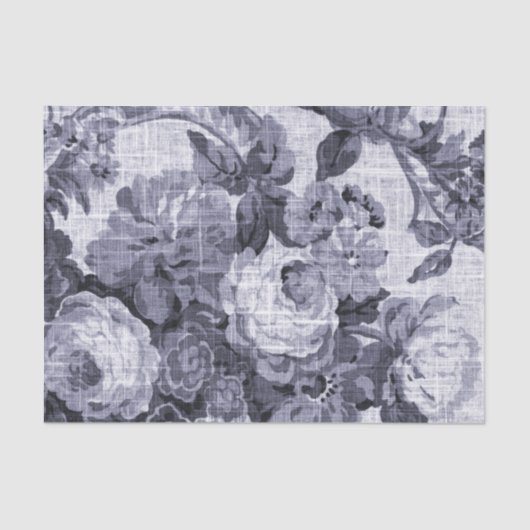 クワの青い紫色のヴィンテージ花のToile No.5 薄葉紙 (正面)