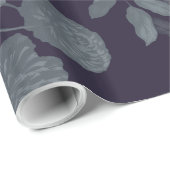 クワの青い紫色の黒いヴィンテージの花柄Toile ラッピングペーパー (ロールコーナー)