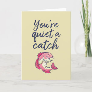 クワイエットアキャッチ魚釣りプンおもしろいバレンタインデー シーズンカード