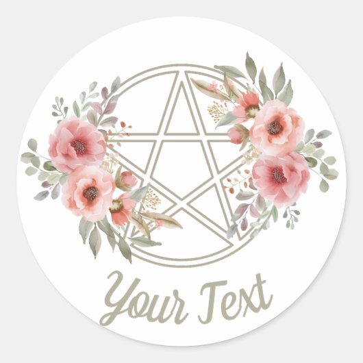 クワイエットセージフローラ星形五角形 ラウンドシール (正面)