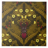 クワガタとシダ タイル (正面)