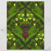 クワガタとシダ、緑葉の花 (裏面)