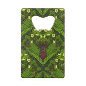 クワガタとシダ、緑葉の花 クレジットカード栓抜き (裏面)