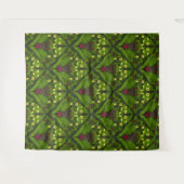 クワガタとシダ、緑葉の花 タペストリー (正面(横))