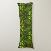 クワガタとシダ、緑葉の花 ボディピロー (正面縦)