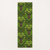 クワガタとシダ、緑葉の花 ヨガマット (正面)