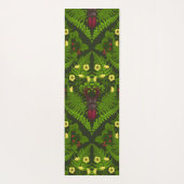 クワガタとシダ、緑葉の花 ヨガマット (裏面)