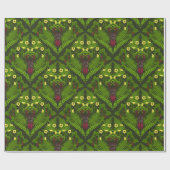 クワガタとシダ、緑葉の花 ラッピングペーパー (フラット)