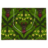 クワガタとシダ、緑葉の花 ラージペーパーバッグ (正面)