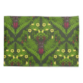 クワガタとシダ、緑葉の花 枕カバー (裏面-左)